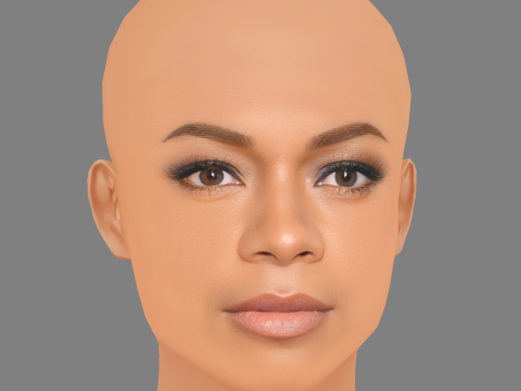 Naomie Harris Head - 无头发 - 低聚游戏头 3D 模型