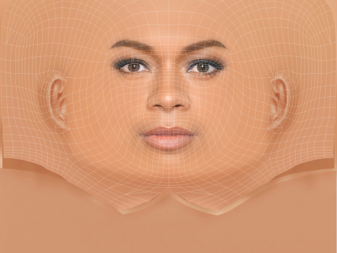 Naomie Harris Head - 无头发 - 低聚游戏头 3D 模型