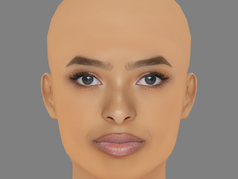 Testa di Natalia Bryant - Senza capelli - Testa in polietilene bassa per il gioco Modello 3D