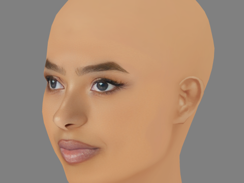 Testa di Natalia Bryant - Senza capelli - Testa in polietilene bassa per il gioco Modello 3D