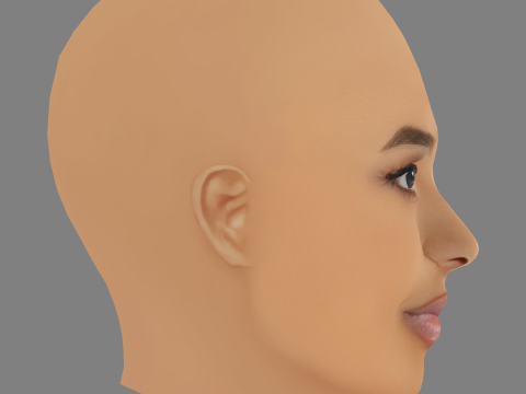 Testa di Natalia Bryant - Senza capelli - Testa in polietilene bassa per il gioco Modello 3D