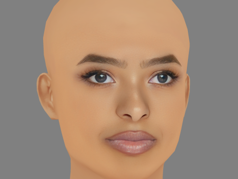 Testa di Natalia Bryant - Senza capelli - Testa in polietilene bassa per il gioco Modello 3D