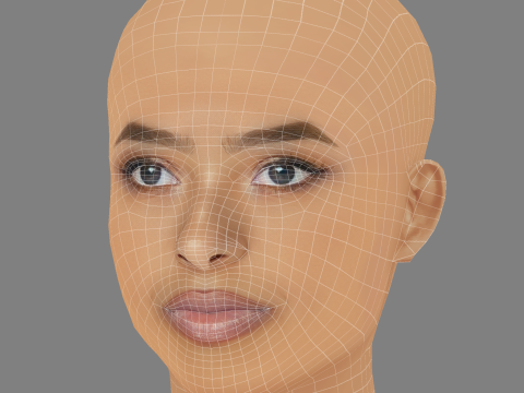 Testa di Natalia Bryant - Senza capelli - Testa in polietilene bassa per il gioco Modello 3D