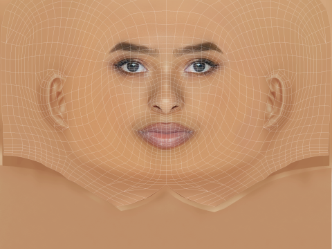 Testa di Natalia Bryant - Senza capelli - Testa in polietilene bassa per il gioco Modello 3D