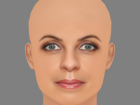 Natalia Tena Head - No Hair - Laag poly hoofd voor wild 3D Model