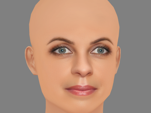 Natalia Tena Head - No Hair - Laag poly hoofd voor wild 3D Model