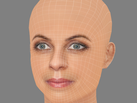 Natalia Tena Head - No Hair - Laag poly hoofd voor wild 3D Model
