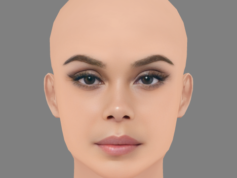 ナタリー ケリー ヘッド - 髪なし - ゲーム用の低ポリ頭 3Dモデル