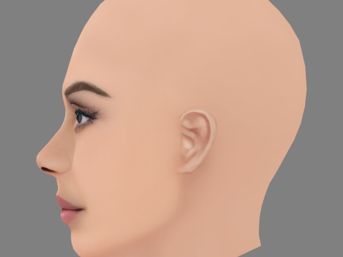 ナタリー ケリー ヘッド - 髪なし - ゲーム用の低ポリ頭 3Dモデル