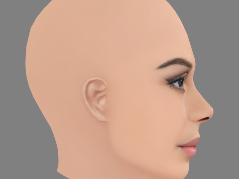 ナタリー ケリー ヘッド - 髪なし - ゲーム用の低ポリ頭 3Dモデル