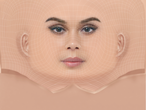 ナタリー ケリー ヘッド - 髪なし - ゲーム用の低ポリ頭 3Dモデル