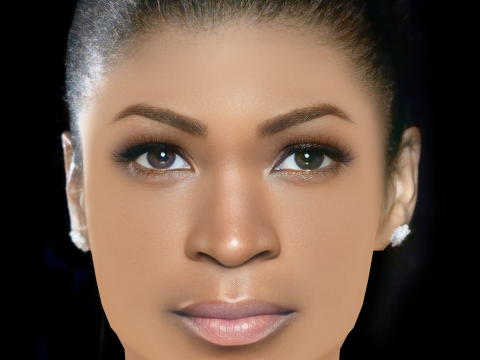 Nia Long Head - 髪なし - ゲーム用の低ポリ頭 3Dモデル