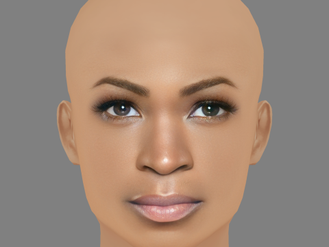 Nia Long Head - 髪なし - ゲーム用の低ポリ頭 3Dモデル