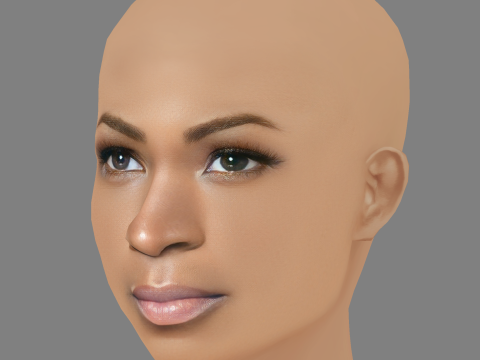 Nia Long Head - 髪なし - ゲーム用の低ポリ頭 3Dモデル