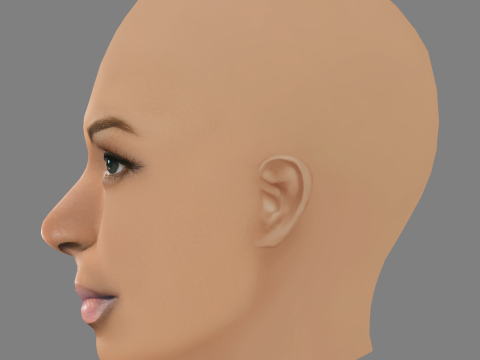 Nia Long Head - 髪なし - ゲーム用の低ポリ頭 3Dモデル