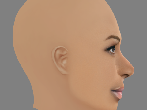 Nia Long Head - 髪なし - ゲーム用の低ポリ頭 3Dモデル