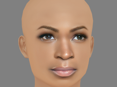 Nia Long Head - 髪なし - ゲーム用の低ポリ頭 3Dモデル