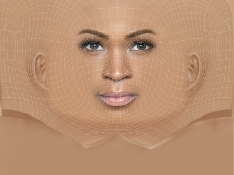 Nia Long Head - 髪なし - ゲーム用の低ポリ頭 3Dモデル