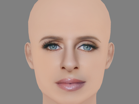 니키 힐튼 헤드 - 머리카락 없음 - 게임용 로우 폴리 헤드 3D 모델