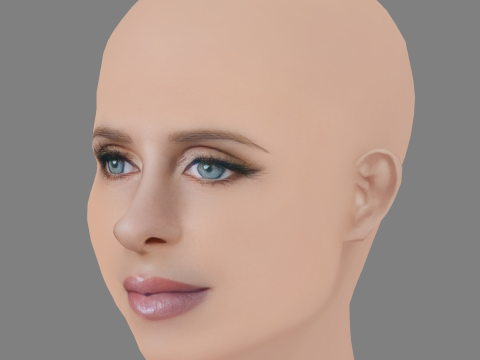 니키 힐튼 헤드 - 머리카락 없음 - 게임용 로우 폴리 헤드 3D 모델