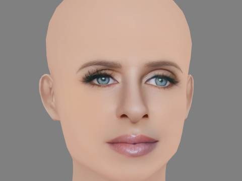 니키 힐튼 헤드 - 머리카락 없음 - 게임용 로우 폴리 헤드 3D 모델