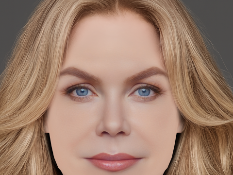 Tête de Nicole Kidman - No Hair - Tête low poly pour le jeu Modèle 3D