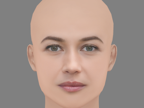 Olga Kurylenko Head - Sem cabelo - Cabeça baixa poli para jogo Modelo 3D