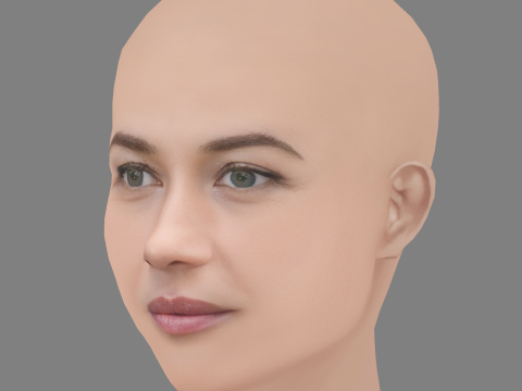 Olga Kurylenko Head - Sem cabelo - Cabeça baixa poli para jogo Modelo 3D