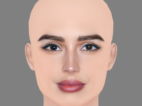 Голова Оливии Калпо - Без волос - Низкополигональная голова для игры 3D Модель