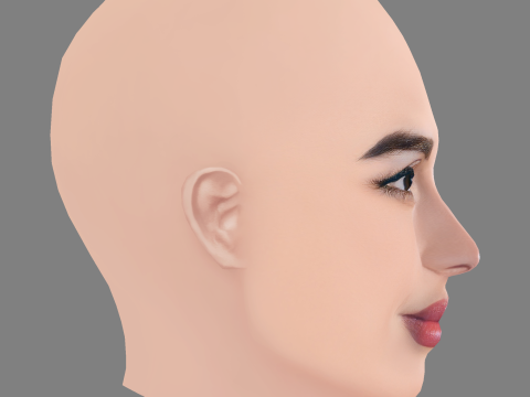 Голова Оливии Калпо - Без волос - Низкополигональная голова для игры 3D Модель