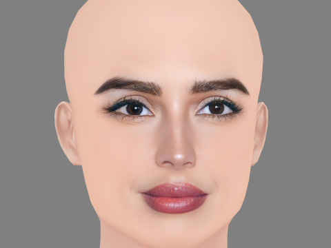Голова Оливии Калпо - Без волос - Низкополигональная голова для игры 3D Модель