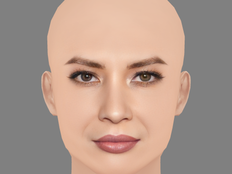 Olivia Munn Head - Sem cabelo - Cabeça baixa poli para jogo Modelo 3D