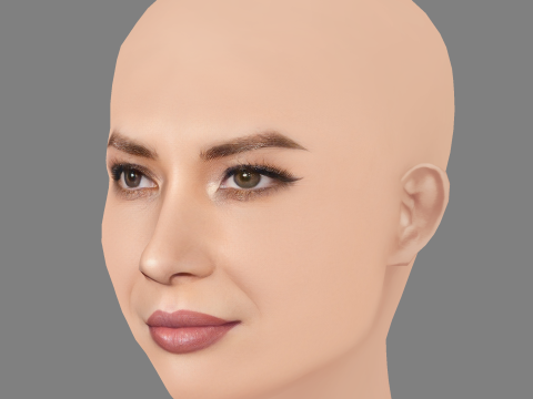 Olivia Munn Head - Sem cabelo - Cabeça baixa poli para jogo Modelo 3D