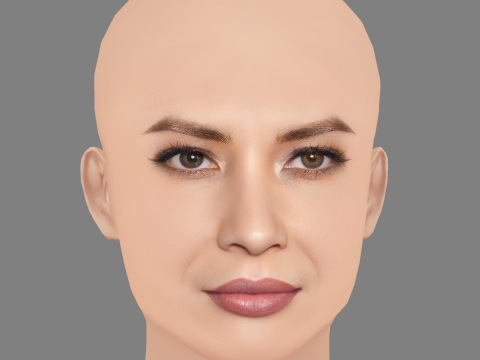 Olivia Munn Head - Sem cabelo - Cabeça baixa poli para jogo Modelo 3D