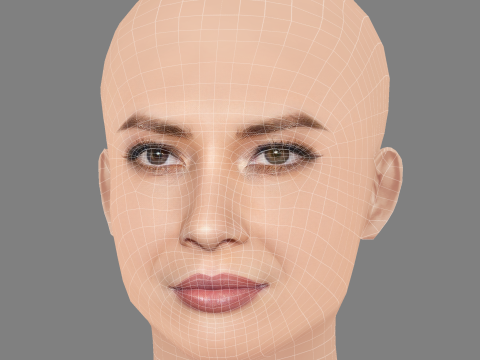 Olivia Munn Head - Sem cabelo - Cabeça baixa poli para jogo Modelo 3D