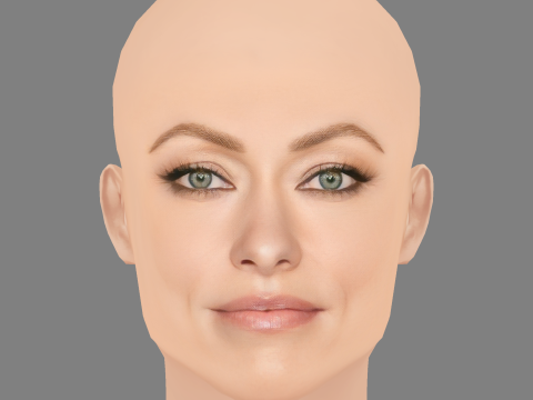 ओलिविया वाइल्ड हेड - नो हेयर - गेम के लिए लो पॉली हेड 3D मॉडल
