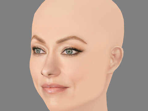 ओलिविया वाइल्ड हेड - नो हेयर - गेम के लिए लो पॉली हेड 3D मॉडल