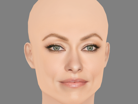 ओलिविया वाइल्ड हेड - नो हेयर - गेम के लिए लो पॉली हेड 3D मॉडल