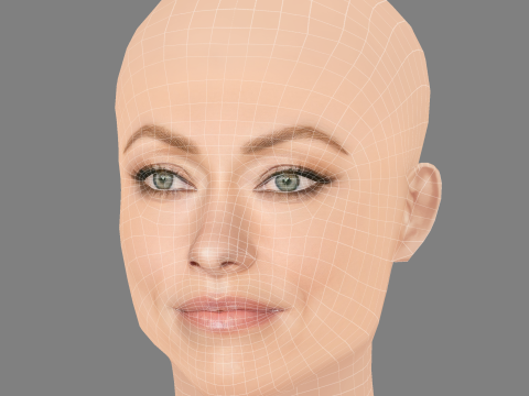 ओलिविया वाइल्ड हेड - नो हेयर - गेम के लिए लो पॉली हेड 3D मॉडल