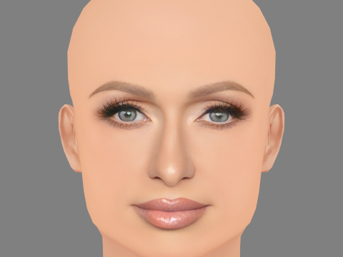पेरिस हिल्टन हेड - नो हेयर - गेम के लिए लो पॉली हेड 3D मॉडल