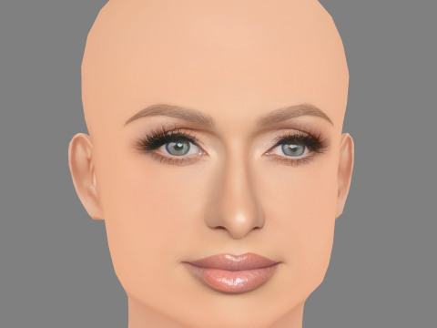 पेरिस हिल्टन हेड - नो हेयर - गेम के लिए लो पॉली हेड 3D मॉडल
