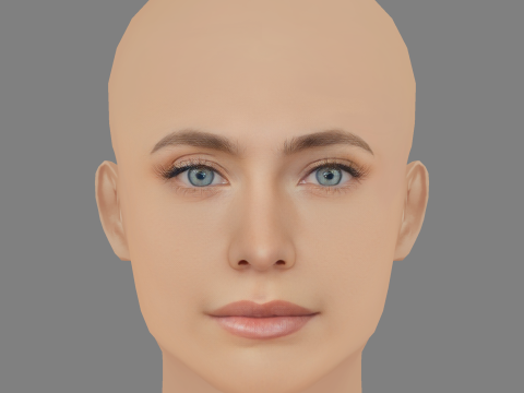 巴黎杰克逊头 - 无头发 - 低聚游戏头 3D 模型