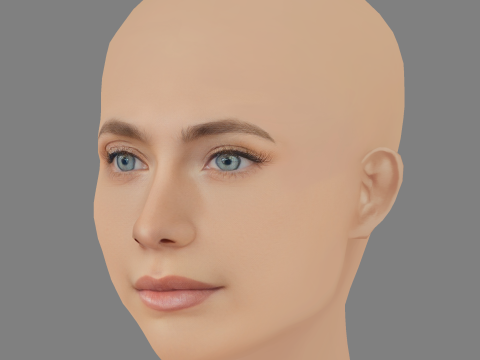 巴黎杰克逊头 - 无头发 - 低聚游戏头 3D 模型