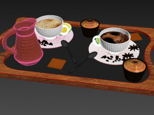 cup with coffee breakfast accessory beverage ceramic decor dining Modèle 3D