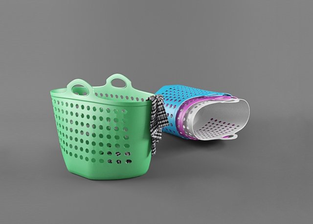 wicker basket rattan natural storage round bin vintage old household other scandinavian country out Modelo 3D .c4d .max .obj .3ds .fbx .stl .blend 