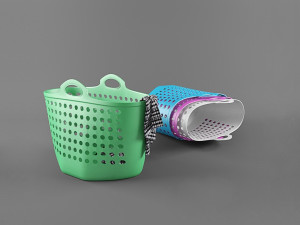 wicker basket rattan natural storage round bin vintage old household other scandinavian country out 3D Model