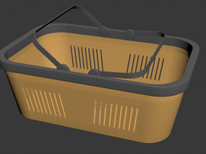 wicker basket rattan natural storage round bin vintage 3D Model