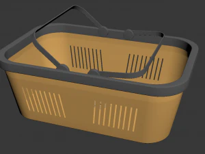 wicker basket rattan natural storage round bin vintage 3D Model