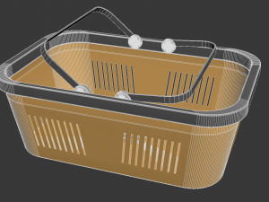 wicker basket rattan natural storage round bin vintage 3D Model
