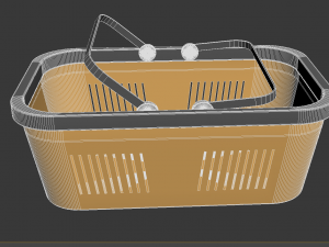 wicker basket rattan natural storage round bin vintage 3D Model